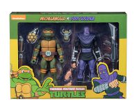 NECA TMNT Teenage Mutant Ninja Turtles Michelangelo Vs Foot Soldier Cartoon 2 Pack